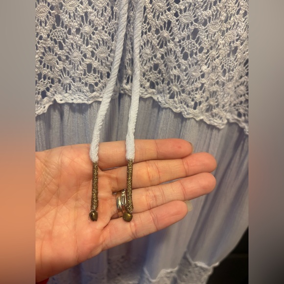 Free People Dream On Maxi Dress lace with pockets Xenon Blue Small NEW - Picture 7 of 12